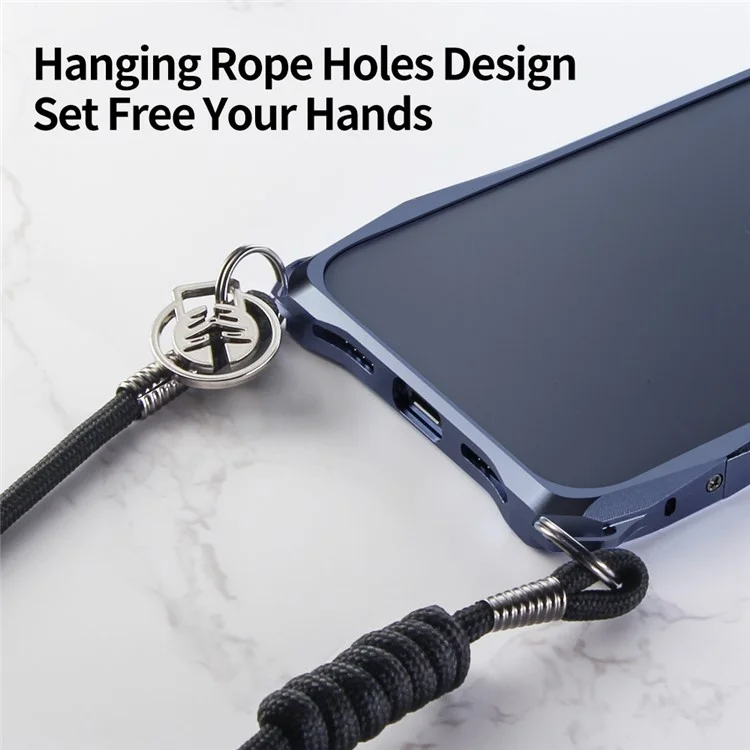 LUPHIE для iPhone 15 Pro Bumper Case Металлический Устойчивый к царапинам Защитный телефонный каркас - Темно-синий