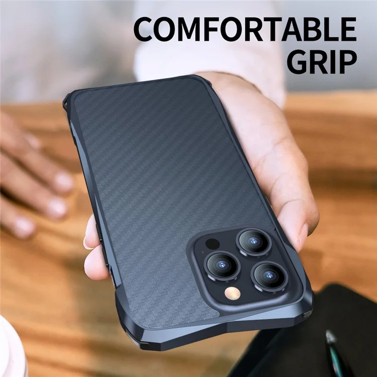 LUPHIE For iPhone 15 Pro Bumper Case Metal Scratch-resistant Protective Phone Frame Case - Dark Blue