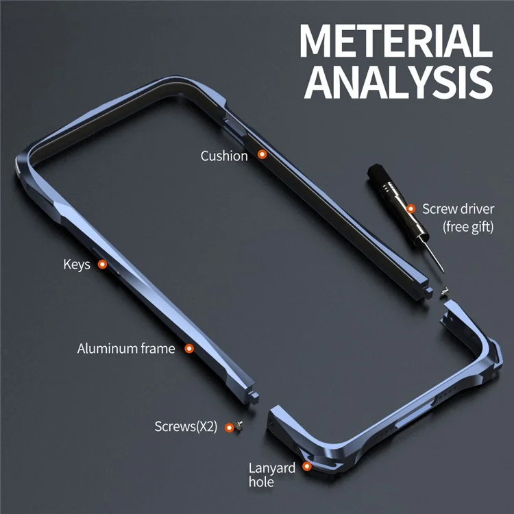 LUPHIE для iPhone 15 Pro Bumper Case Металлический Устойчивый к царапинам Защитный телефонный каркас - Темно-синий
