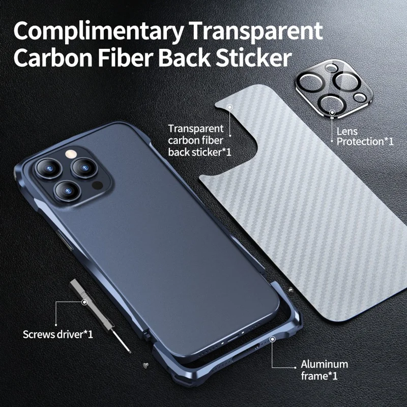 LUPHIE For iPhone 15 Pro Bumper Case Metal Scratch-resistant Protective Phone Frame Case - Black