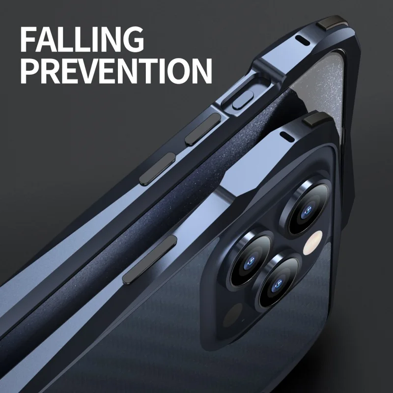 LUPHIE For iPhone 15 Pro Bumper Case Metal Scratch-resistant Protective Phone Frame Case - Black