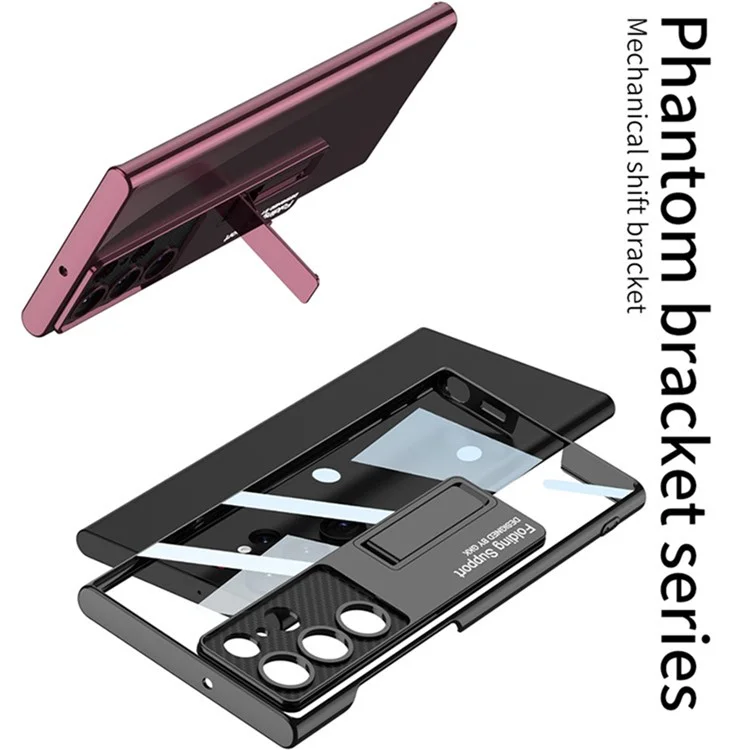 GKK Pour Samsung Galaxy S24 Ultra Coque de téléphone Électroplaquage Antirayures Coque de protection avec support - Rouge