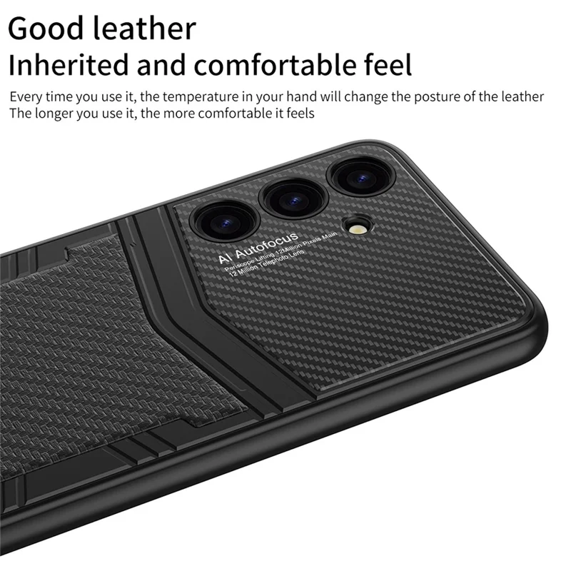 GKK For Samsung Galaxy S24+ Case Textured PU Leather Coated PC+TPU Hybrid Phone Cover - Brushed Texture