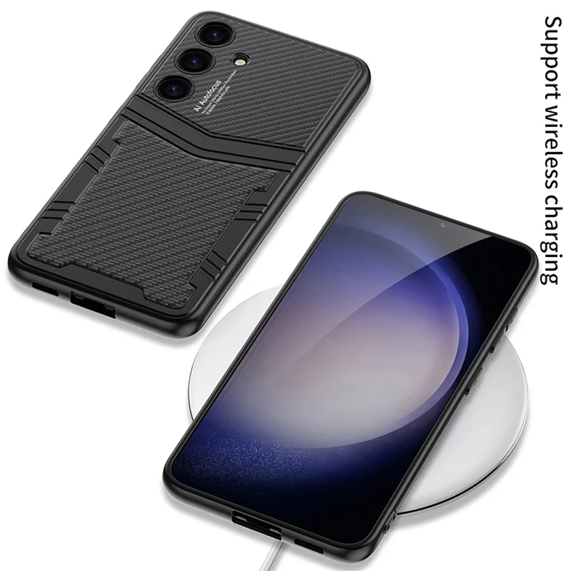 GKK For Samsung Galaxy S24+ Case Textured PU Leather Coated PC+TPU Hybrid Phone Cover - Brushed Texture