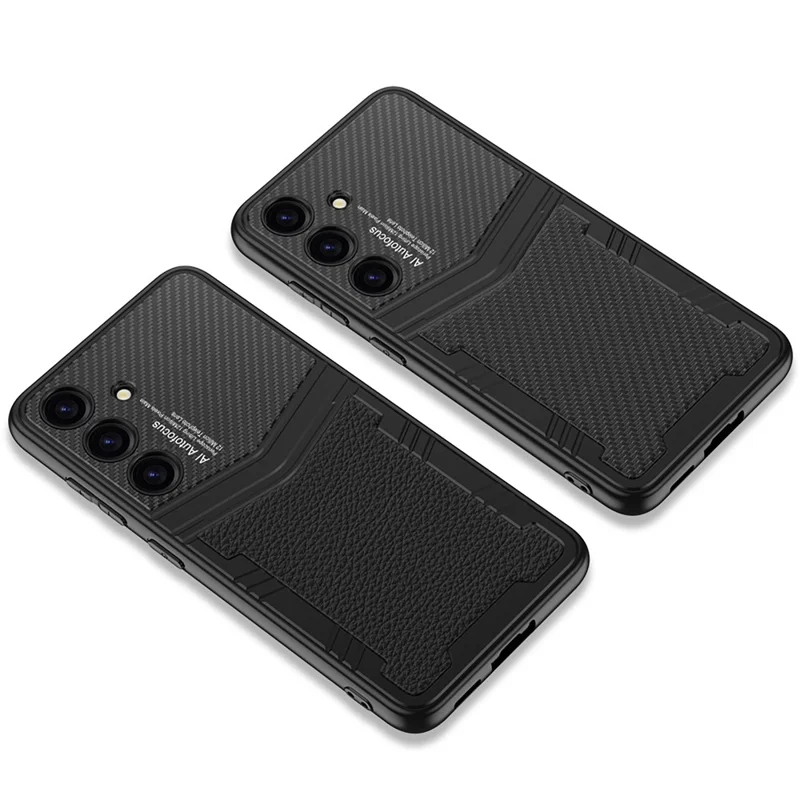 GKK For Samsung Galaxy S24+ Case Textured PU Leather Coated PC+TPU Hybrid Phone Cover - Brushed Texture