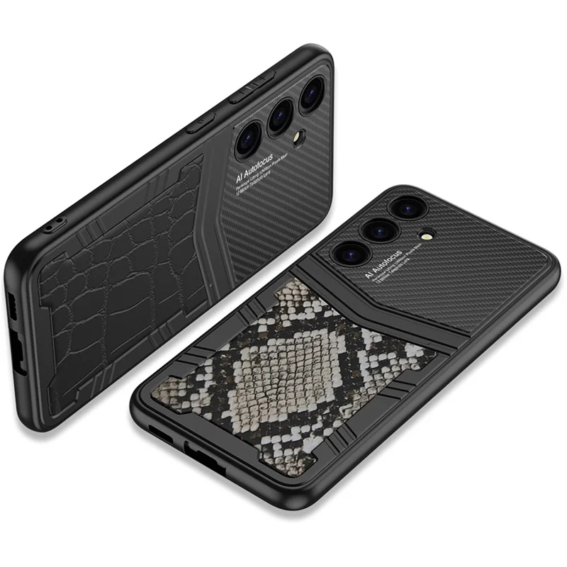 GKK For Samsung Galaxy S24+ Case Textured PU Leather Coated PC+TPU Hybrid Phone Cover - Brushed Texture