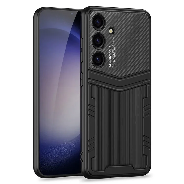 GKK Pour Samsung Galaxy S24 Étui Texture PU Cuir + PC + TPU Anti-chute Housse de Téléphone - Texture Brossée