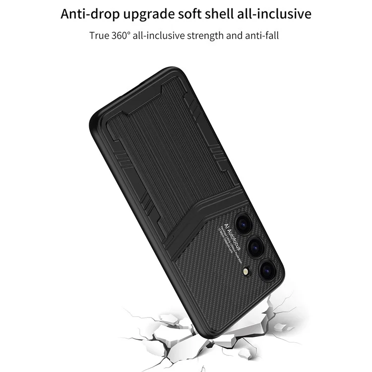 GKK Pour Samsung Galaxy S24 Étui Texture PU Cuir + PC + TPU Anti-chute Housse de Téléphone - Texture Brossée