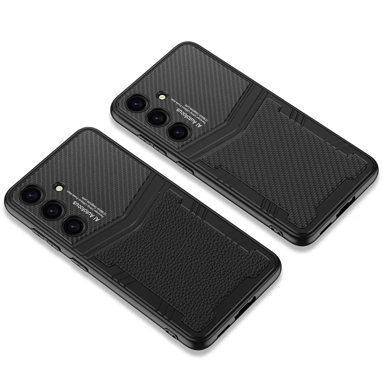 GKK Pour Samsung Galaxy S24 Étui Texture PU Cuir + PC + TPU Anti-chute Housse de Téléphone - Texture Brossée