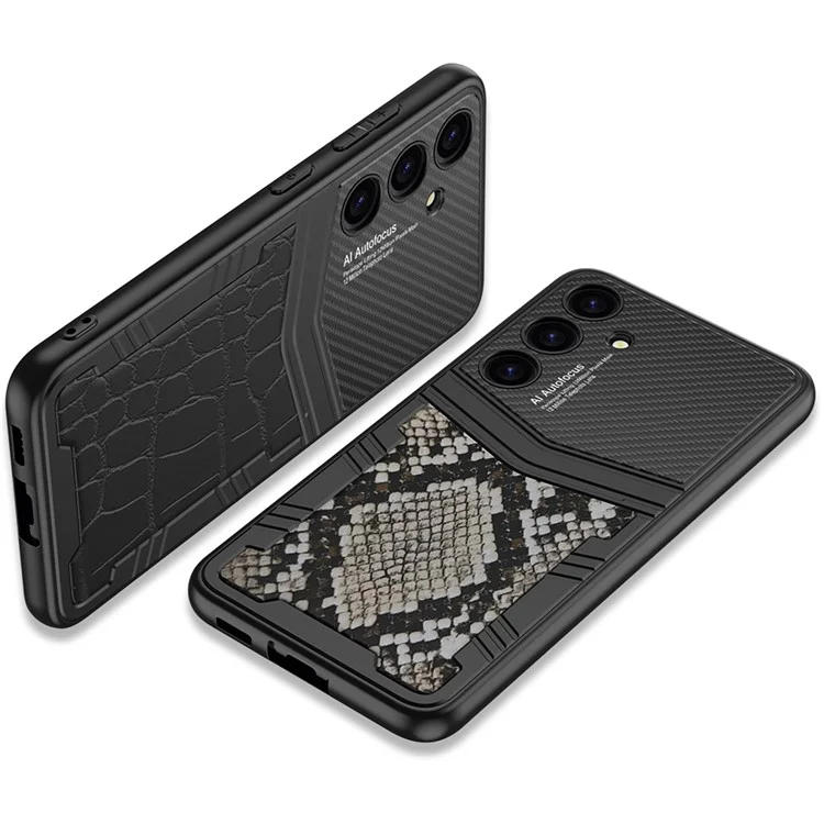 GKK Pour Samsung Galaxy S24 Étui Texture PU Cuir + PC + TPU Anti-chute Housse de Téléphone - Texture Brossée