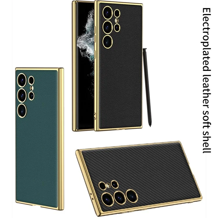 Estuche GKK para Samsung Galaxy S24 Ultra Funda Electrochapada Marco Slim Phone Cover - Negro