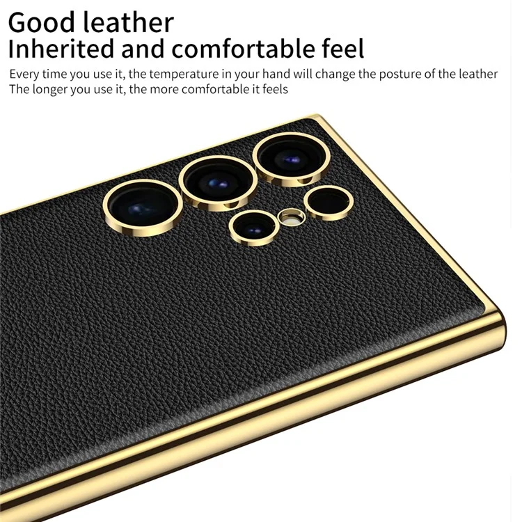 Estuche GKK para Samsung Galaxy S24 Ultra Funda Electrochapada Marco Slim Phone Cover - Negro