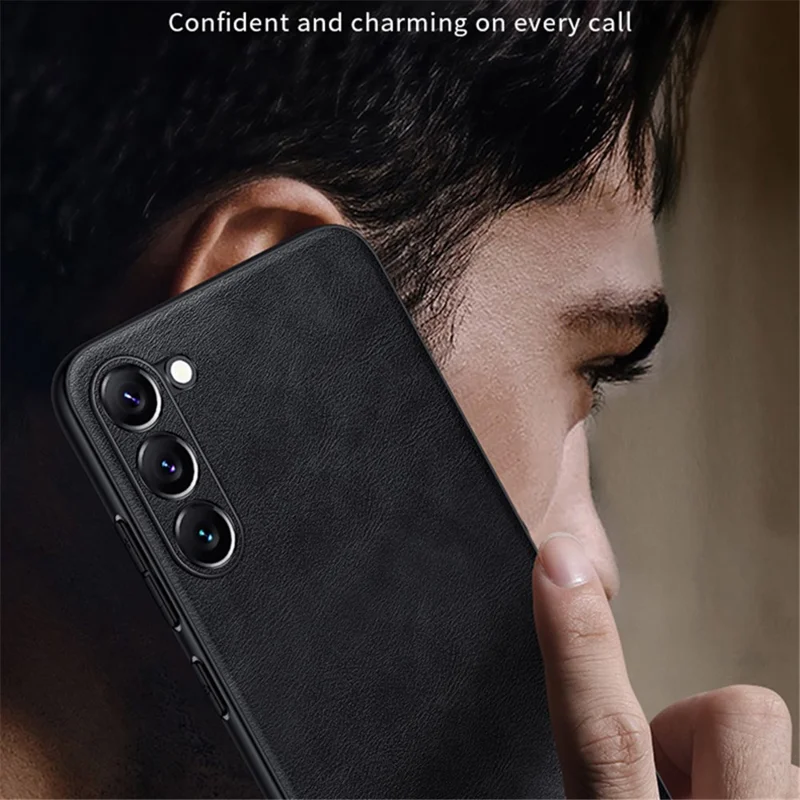 SULADA For Samsung Galaxy S24 Cell Phone Cases PU Leather+TPU+PC Back Cover - Black