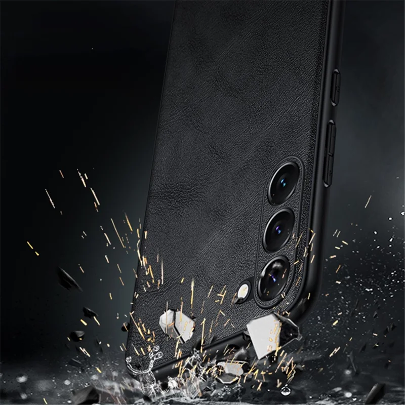 SULADA For Samsung Galaxy S24 Cell Phone Cases PU Leather+TPU+PC Back Cover - Black