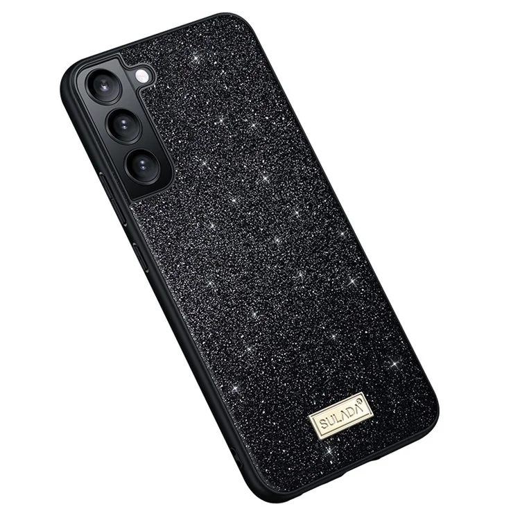 SULADA Cell Phone Cases for Samsung Galaxy S24+ PU Leather+PC+TPU Glitter Sequins Cover - Black