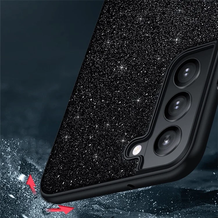 SULADA Cell Phone Cases for Samsung Galaxy S24+ PU Leather+PC+TPU Glitter Sequins Cover - Black