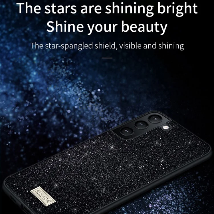 SULADA For Samsung Galaxy S24 Ultra PU Leather+PC+TPU Cell Phone Cases Glitter Sequins Back Cover - Black