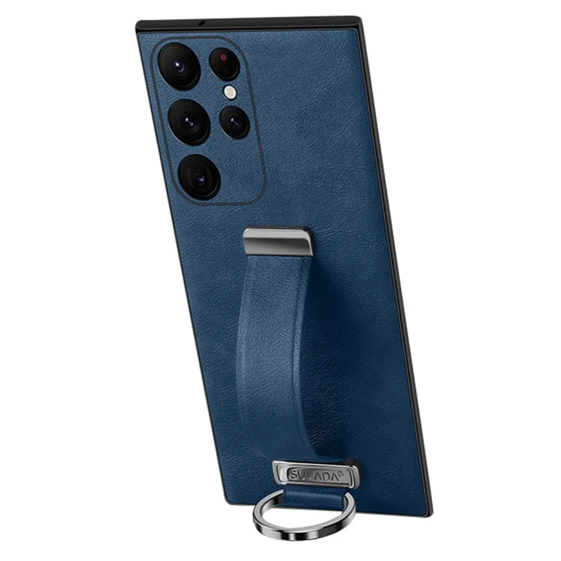 SULADA Fashion Series for Samsung Galaxy S24 Ultra Phone Case Anti-fall Retractable Hand Strap Cover - Blue