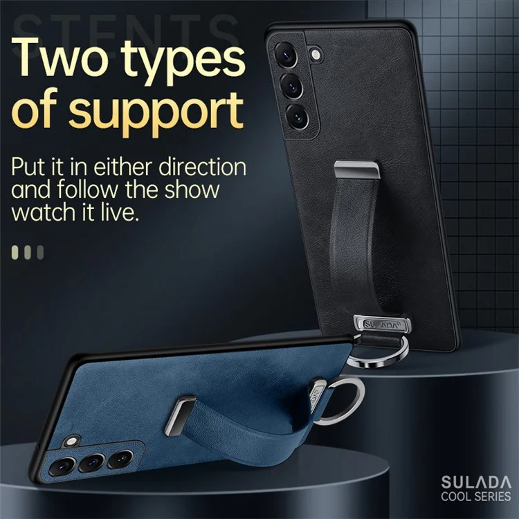 SULADA Fashion Series para Samsung Galaxy S24+ Funda Cuero+PC+TPU Crazy Horse Funda Trasera para Teléfono - Azul
