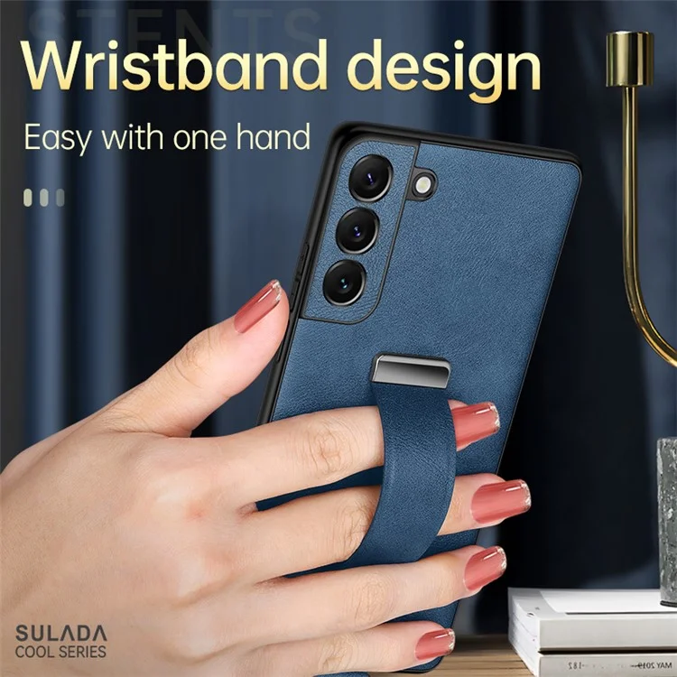 SULADA Fashion Series para Samsung Galaxy S24+ Funda Cuero+PC+TPU Crazy Horse Funda Trasera para Teléfono - Azul