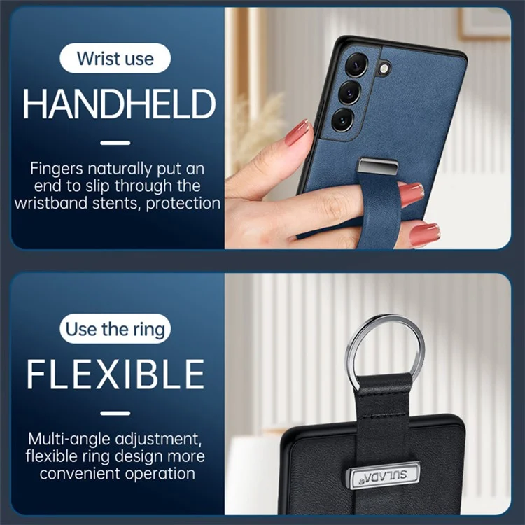 SULADA Fashion Series para Samsung Galaxy S24+ Funda Cuero+PC+TPU Crazy Horse Funda Trasera para Teléfono - Azul