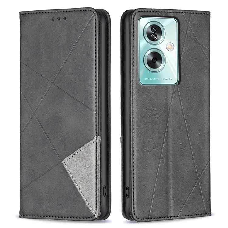 Para Oppo A79 5G / A2 5G Capa Capa de Telefone de Couro PU Anti-Arranhões Capa de Telefone com Slots para Cartões - Preto