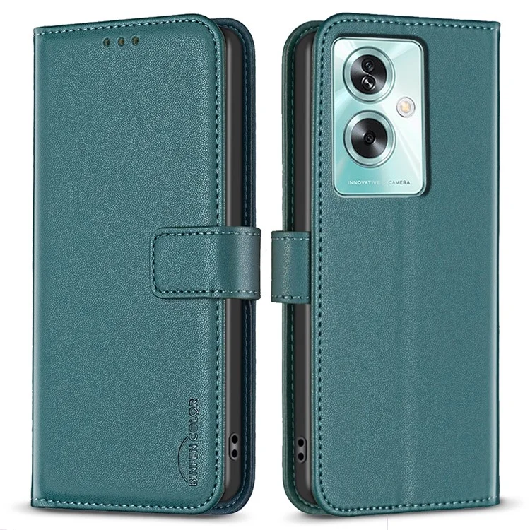 BINFEN COLOR BF17 Para Oppo A79 5G / A2 5G Funda de Teléfono de Cuero de PU a Prueba de Golpes, Soporte de Teléfono Móvil - Verde