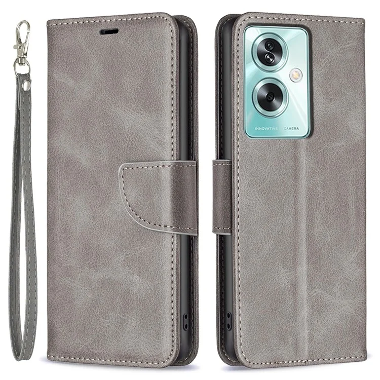 Para el caso del teléfono Oppo A79 5G / A2 5G, estuche de cartera con textura, de cuero PU, anti-arañazos, soporte plegable, con tapa magnética - Gris