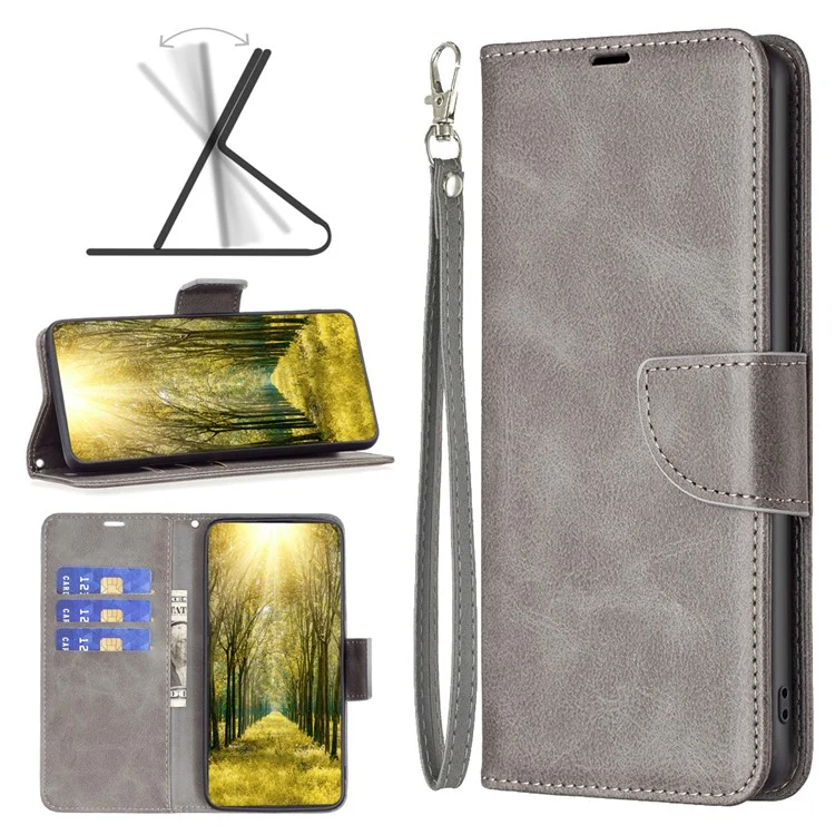 Para el caso del teléfono Oppo A79 5G / A2 5G, estuche de cartera con textura, de cuero PU, anti-arañazos, soporte plegable, con tapa magnética - Gris