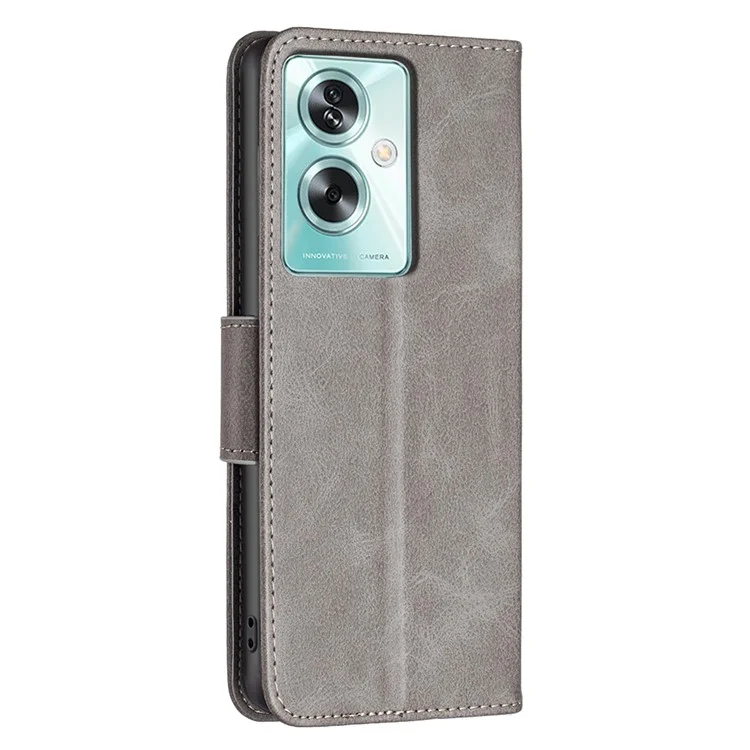 Para el caso del teléfono Oppo A79 5G / A2 5G, estuche de cartera con textura, de cuero PU, anti-arañazos, soporte plegable, con tapa magnética - Gris