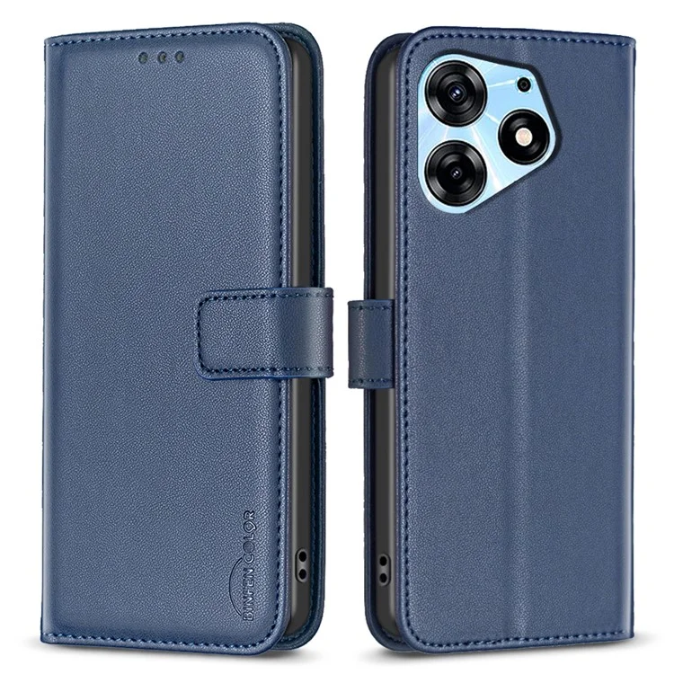 BINFEN COLOR BF17 Pour TECNO Spark 10 Pro Étui Téléphone Portefeuille en Cuir PU Flip Cover - Bleu