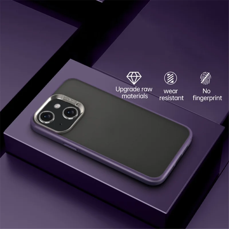 SULADA For iPhone 15 Case PC+TPU Matte Skin-touch Phone Cover - Purple