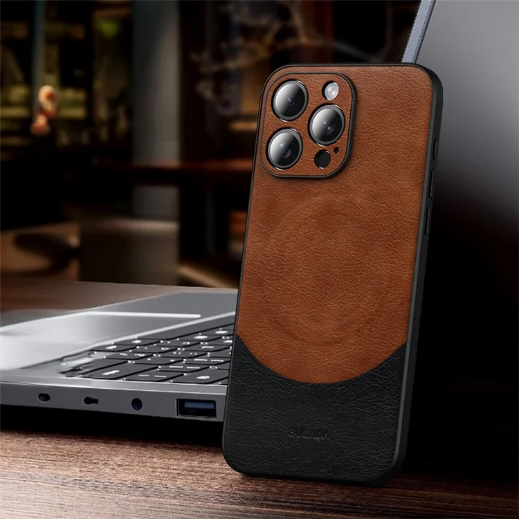SULADA Magnetic Series per iPhone 15 Pro Custodia protettiva per telefono a prova di urto con impugnatura antiscivolo - Marrone chiaro