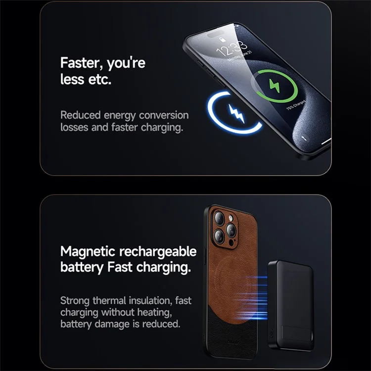 SULADA Magnetic Series per iPhone 15 Pro Custodia protettiva per telefono a prova di urto con impugnatura antiscivolo - Marrone chiaro