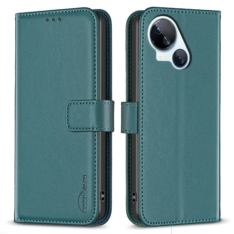BINFEN COLOR BF17 For TECNO Spark 10 5G Wallet Leather Case Flip Magnetic Phone Cover - Green