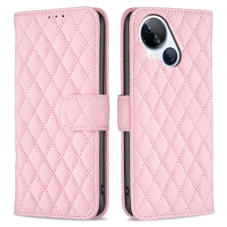 BINFEN COLOR BF Style-14 Para TECNO Spark 10 5G Fundas para teléfonos móviles Cubierta de cuero con estampado de rombos - Rosa