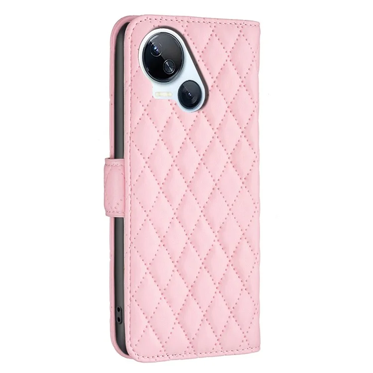 BINFEN COLOR BF Style-14 Para TECNO Spark 10 5G Fundas para teléfonos móviles Cubierta de cuero con estampado de rombos - Rosa