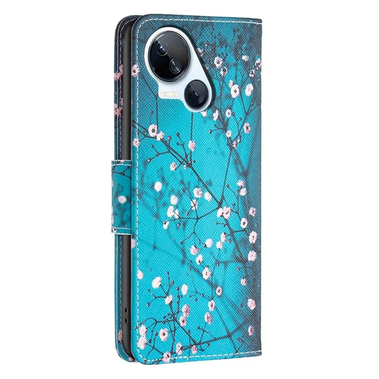 For TECNO Spark 10 5G Leather Case Pattern Printed Stand Phone Cover - Plum Blossom