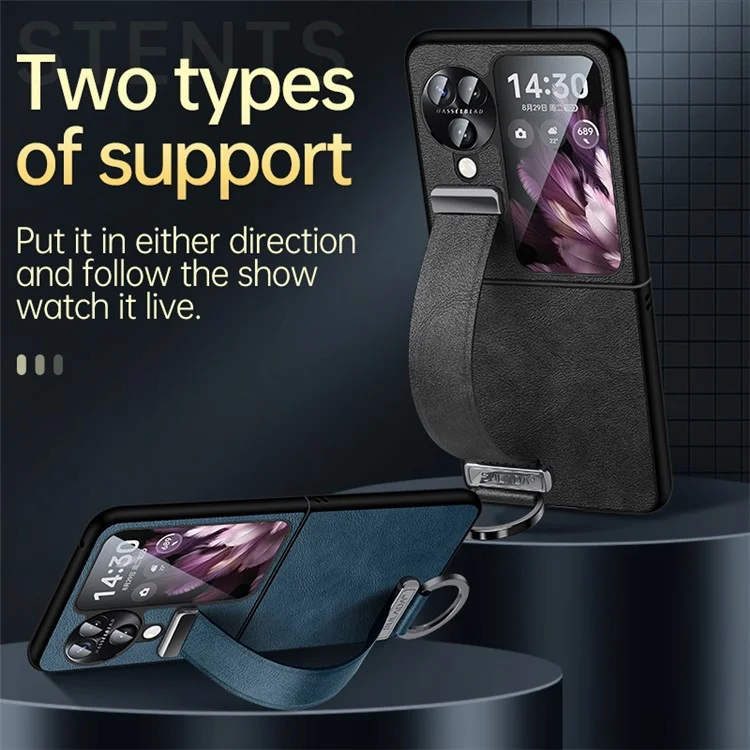 SULADA Fashion Series für Oppo Find N3 Flip 5G Handyhülle mit ausziehbarem Handgriff und Ständer - Blau