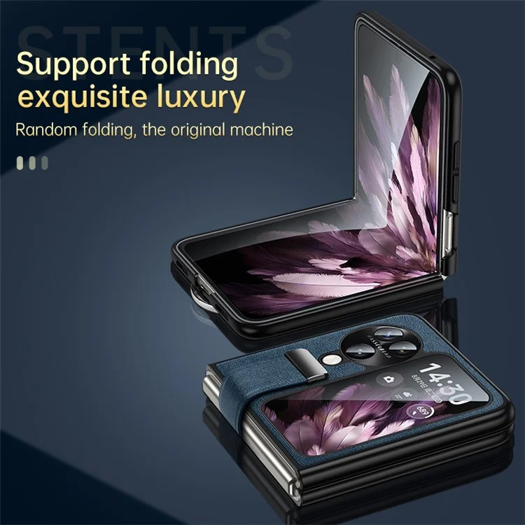 SULADA Fashion Series für Oppo Find N3 Flip 5G Handyhülle mit ausziehbarem Handgriff und Ständer - Blau