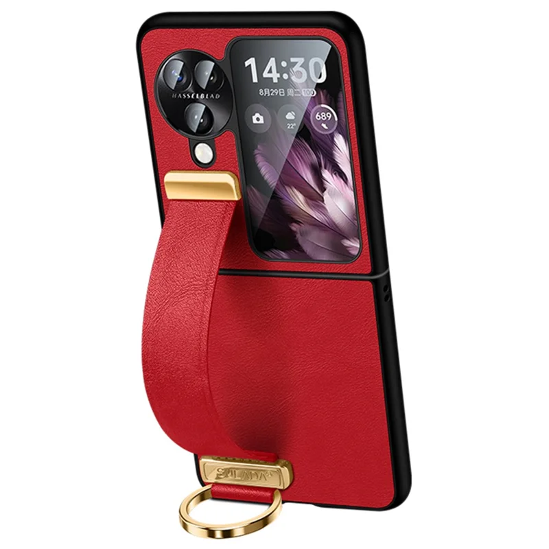 SULADA Fashion Series for Oppo Find N3 Flip 5G Phone Case Retractable Hand Strap Kickstand Cover - Red