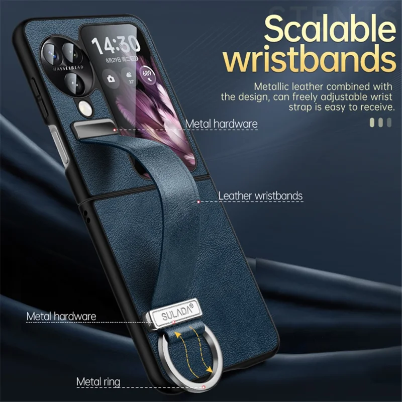 SULADA Fashion Series for Oppo Find N3 Flip 5G Phone Case Retractable Hand Strap Kickstand Cover - Red