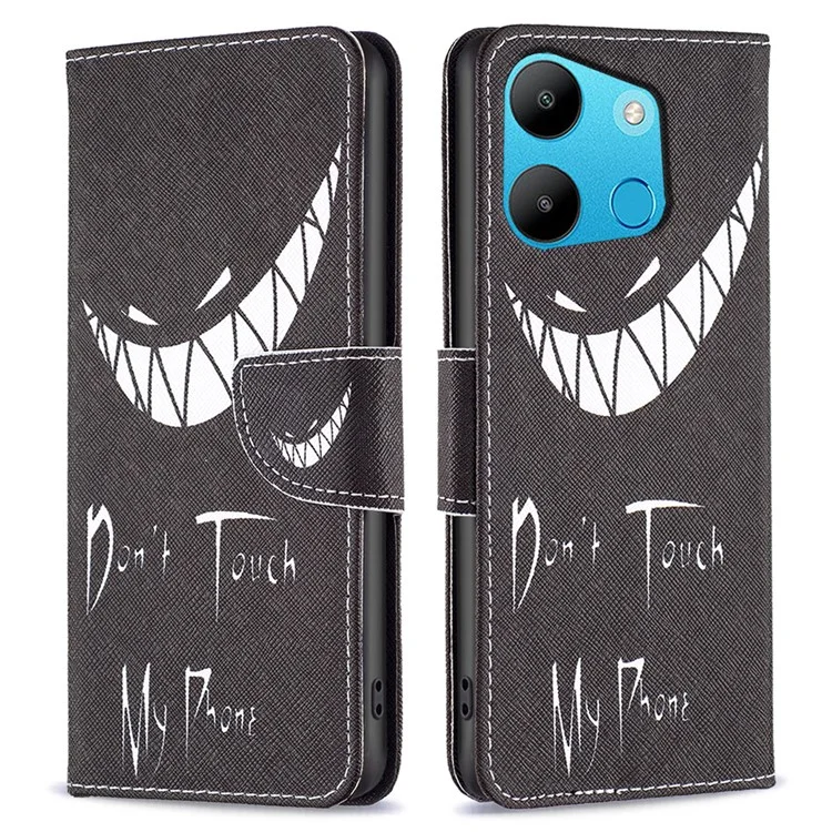 For TECNO Spark Go 2023 4G / Pop 7 Pro 4G / Infinix Smart 7 4G Case Wallet Leather Pattern Phone Cover - Don't Touch My Phone