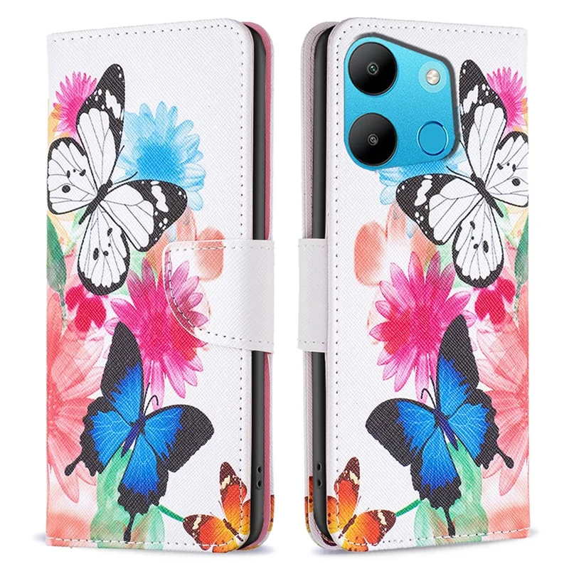 For TECNO Spark Go 2023 4G / Pop 7 Pro 4G / Infinix Smart 7 4G Case Wallet Leather Pattern Phone Cover - Two Butterflies