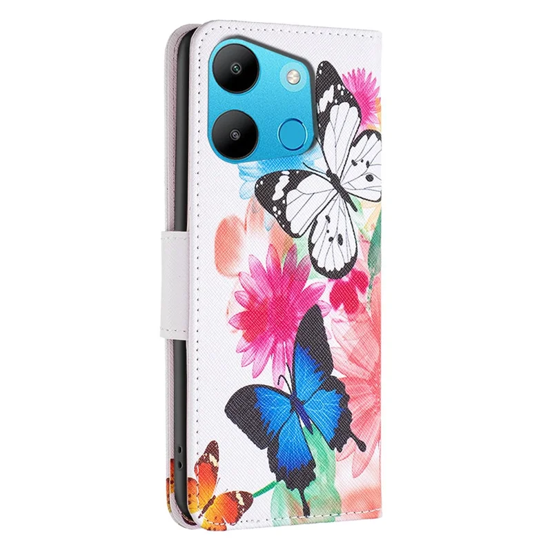 For TECNO Spark Go 2023 4G / Pop 7 Pro 4G / Infinix Smart 7 4G Case Wallet Leather Pattern Phone Cover - Two Butterflies