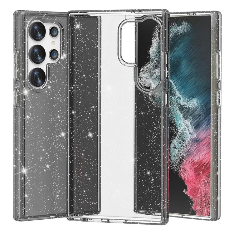 For Samsung Galaxy S24 Ultra Case Anti-scratch Glitter Phone Cover - Black