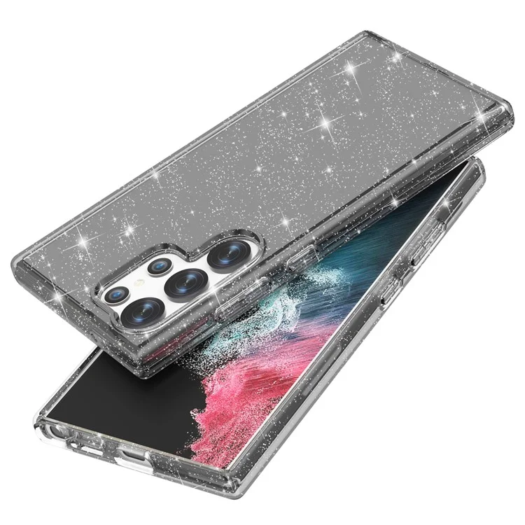 For Samsung Galaxy S24 Ultra Case Anti-scratch Glitter Phone Cover - Black