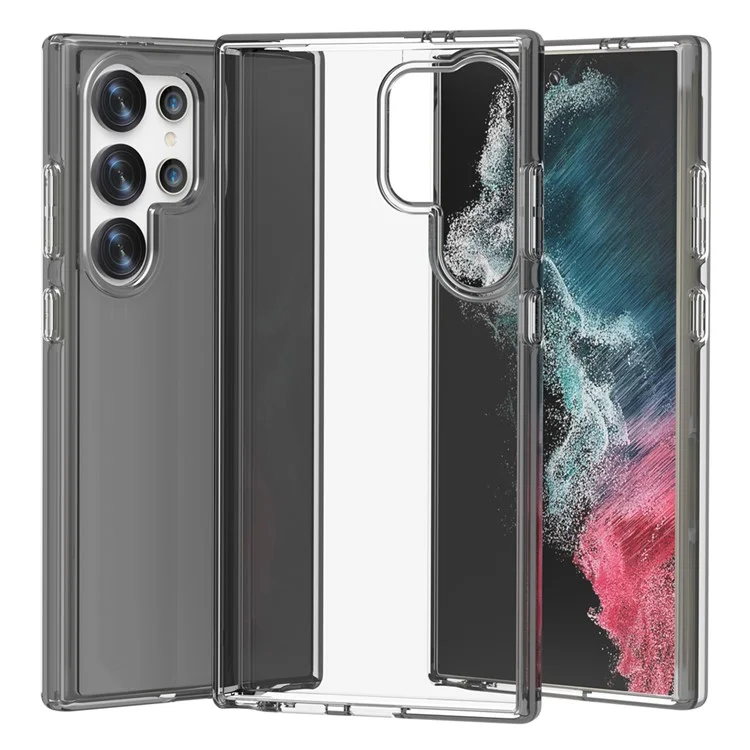 Für Samsung Galaxy S24 Ultra Clear Case PC+TPU Anti-Kratzer Handyhülle - Transparent Schwarz