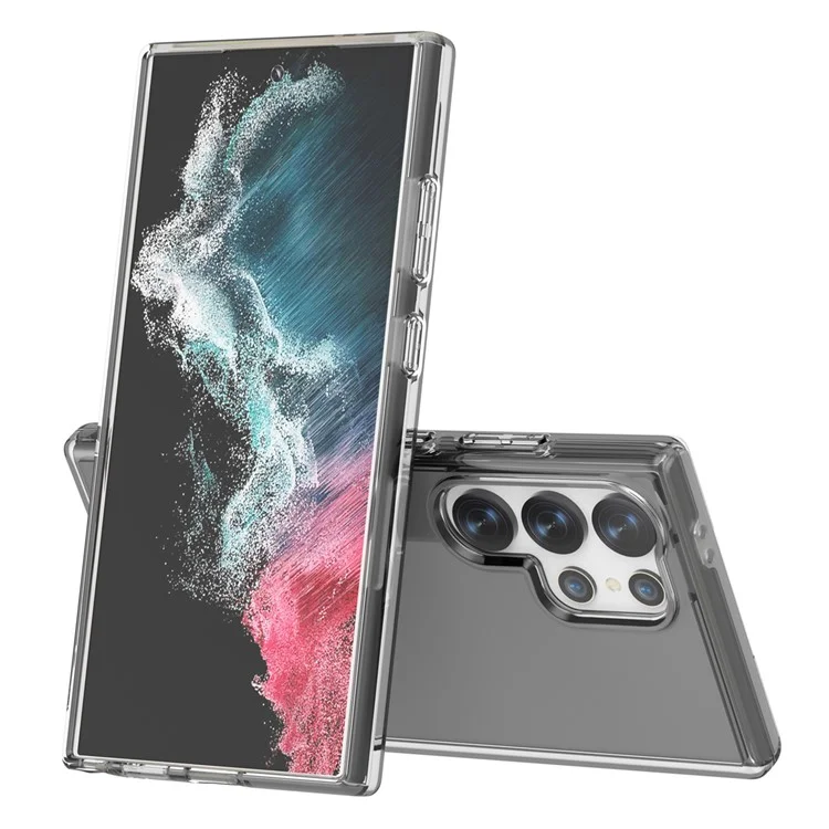 Für Samsung Galaxy S24 Ultra Clear Case PC+TPU Anti-Kratzer Handyhülle - Transparent Schwarz