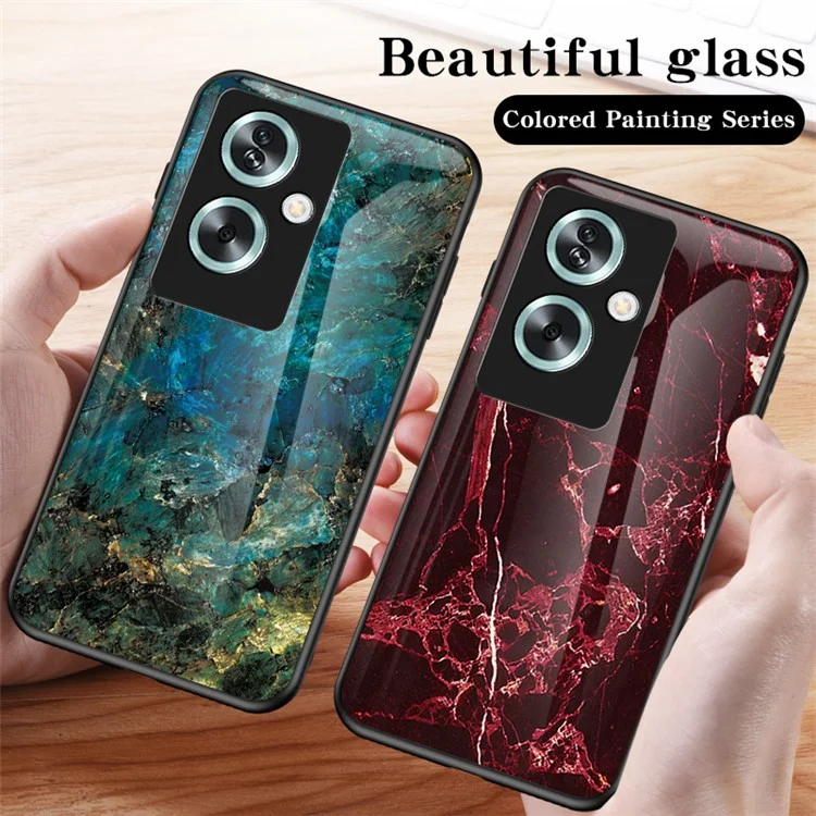 Per Oppo A79 5G / A2 5G Custodia Telefonica Motivo Marmo Vetro Temperato Backcover - Marmo Nero